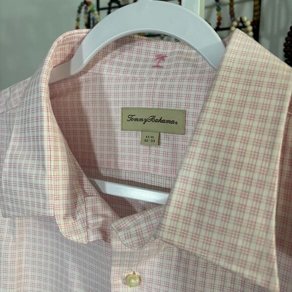 TOMMY BAHAMA dress shirt Men's Pink Checkered Shirt button up - Picture 5 of 8